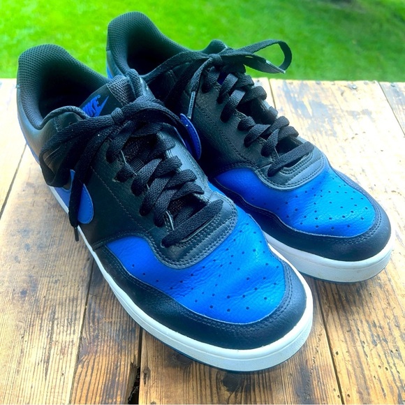 Nike Court Vision Low Mens 10 Black Game Royal Basketball Shoes DM8681-001 - Picture 1 of 11